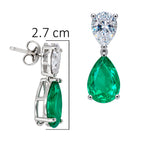 Aretes Turmalina Gota y Circonia Gota Blanca, Medida 2.7 cm, Plata .925 con Baño de Rodio