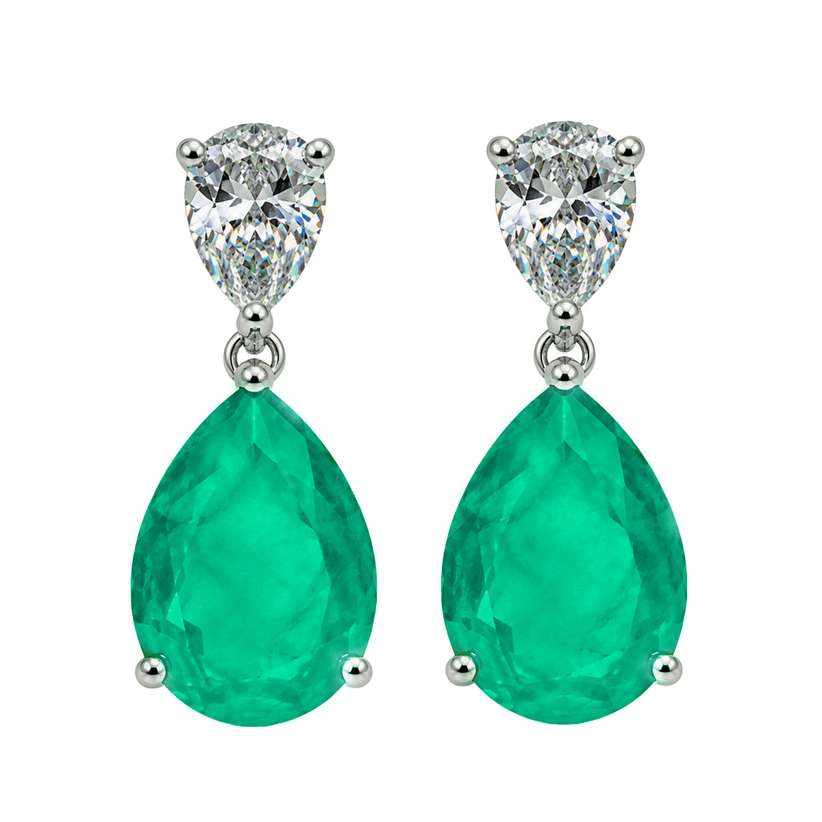 Aretes Turmalina Paraiba Gota con Circonia, Plata .925 con Rodio