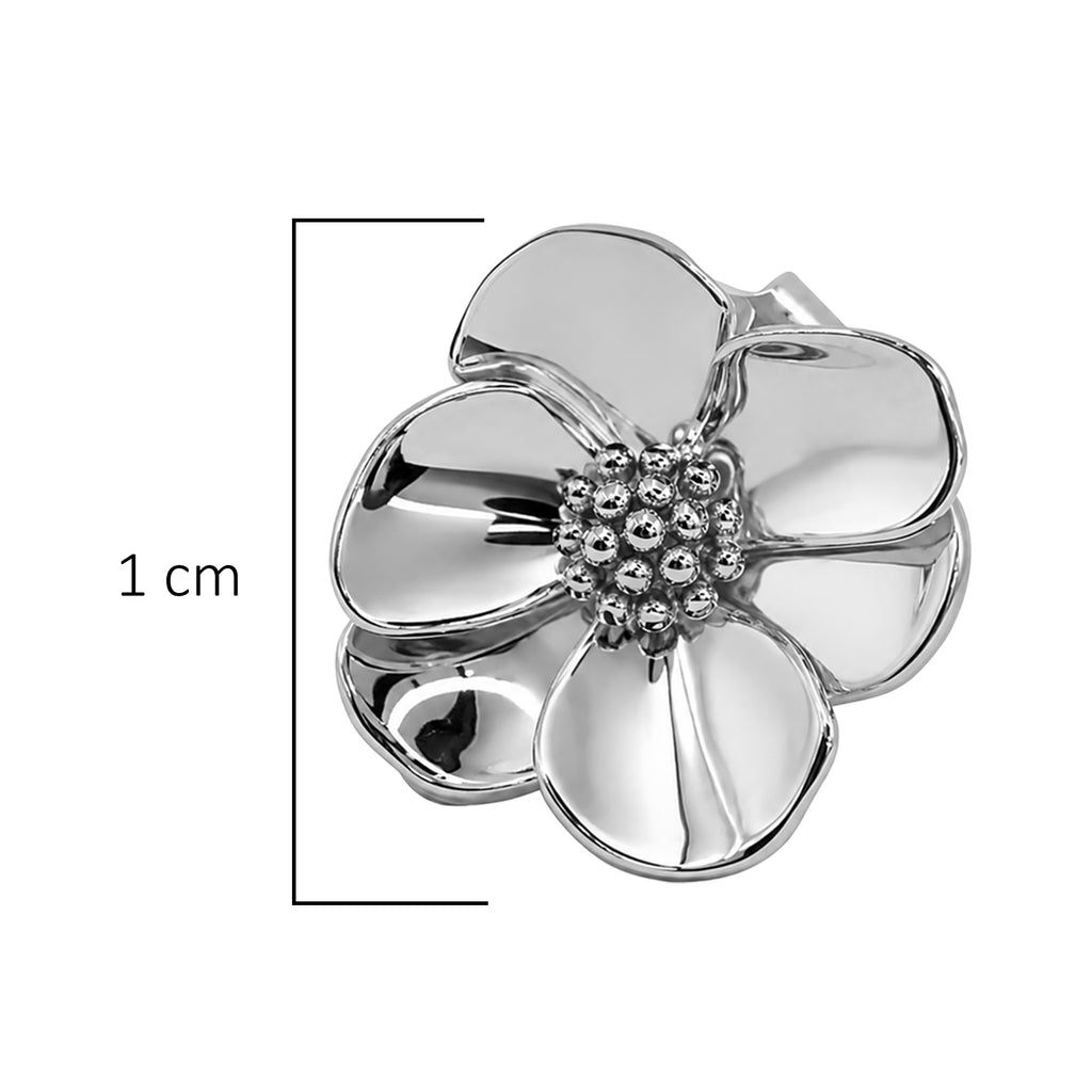 Arete Flor Sakura Chico Colección Florecer Plata .925 con Baño de Rodio