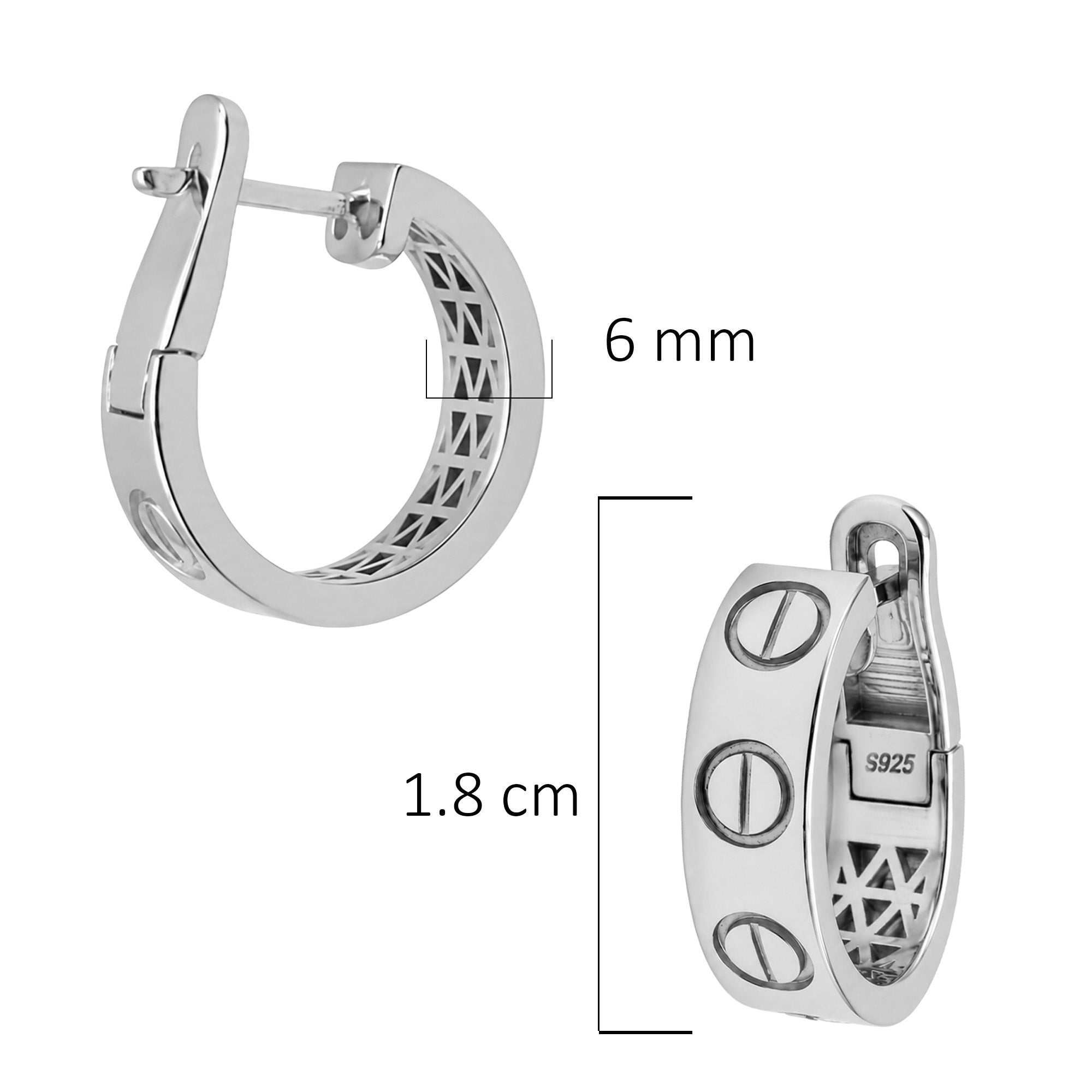 Arracada Inspirada Cartier 1:1 Amor Grande, Plata .925 con Baño de Rodio
