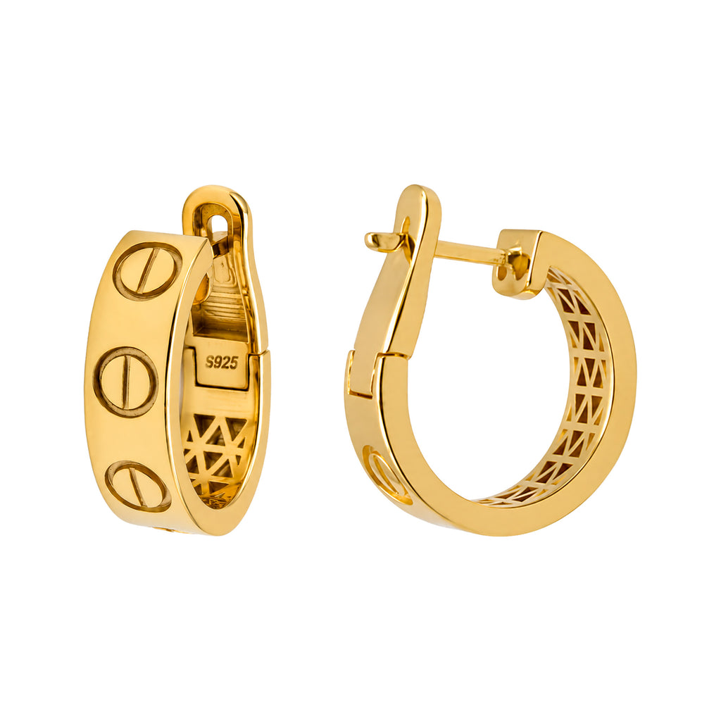 Arracada Inspirada Cartier 1:1 Amor Grande, Plata .925 con Baño de Oro 18k