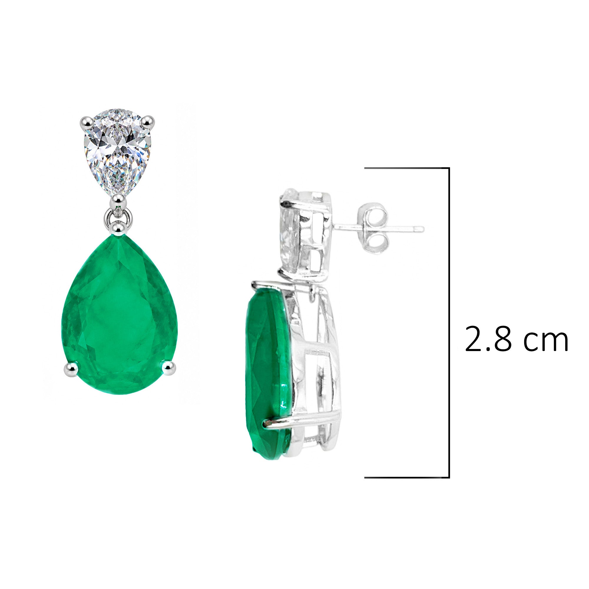 Aretes Turmalina Gota Chica con Circonia, Plata .925 con Rodio