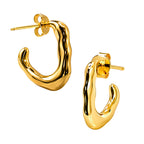 Arete Pan 1:1 Forma Orgánica Dorada, Plata 925 con Baño de Oro 18 k