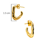 Arete Pan 1:1 Forma Orgánica Dorada, Plata 925 con Baño de Oro 18 k