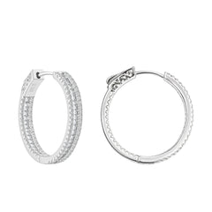 Arracada Huggies Mitad Circonias Baguette y Circonias Chicas Plata .925 con Rodio