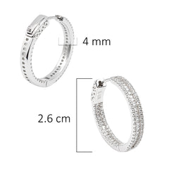 Arracada Huggies Mitad Circonias Baguette y Circonias Chicas Plata .925 con Rodio