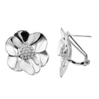 Arete Flor Sakura Grande Colección Florecer, Plata .925 con Baño de Rodio