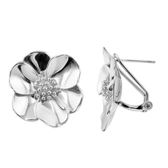 Arete Flor Sakura Grande Colección Florecer Plata .925 con Rodio