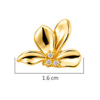 Arete Lirio a la Mitad con Circonias Colección Florecer Plata .925 con Baño de Oro 18k