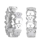 Arracada Huggies Inspirado Oso 1:1 6 Osos Lisos, Plata .925 con Baño de Rodio