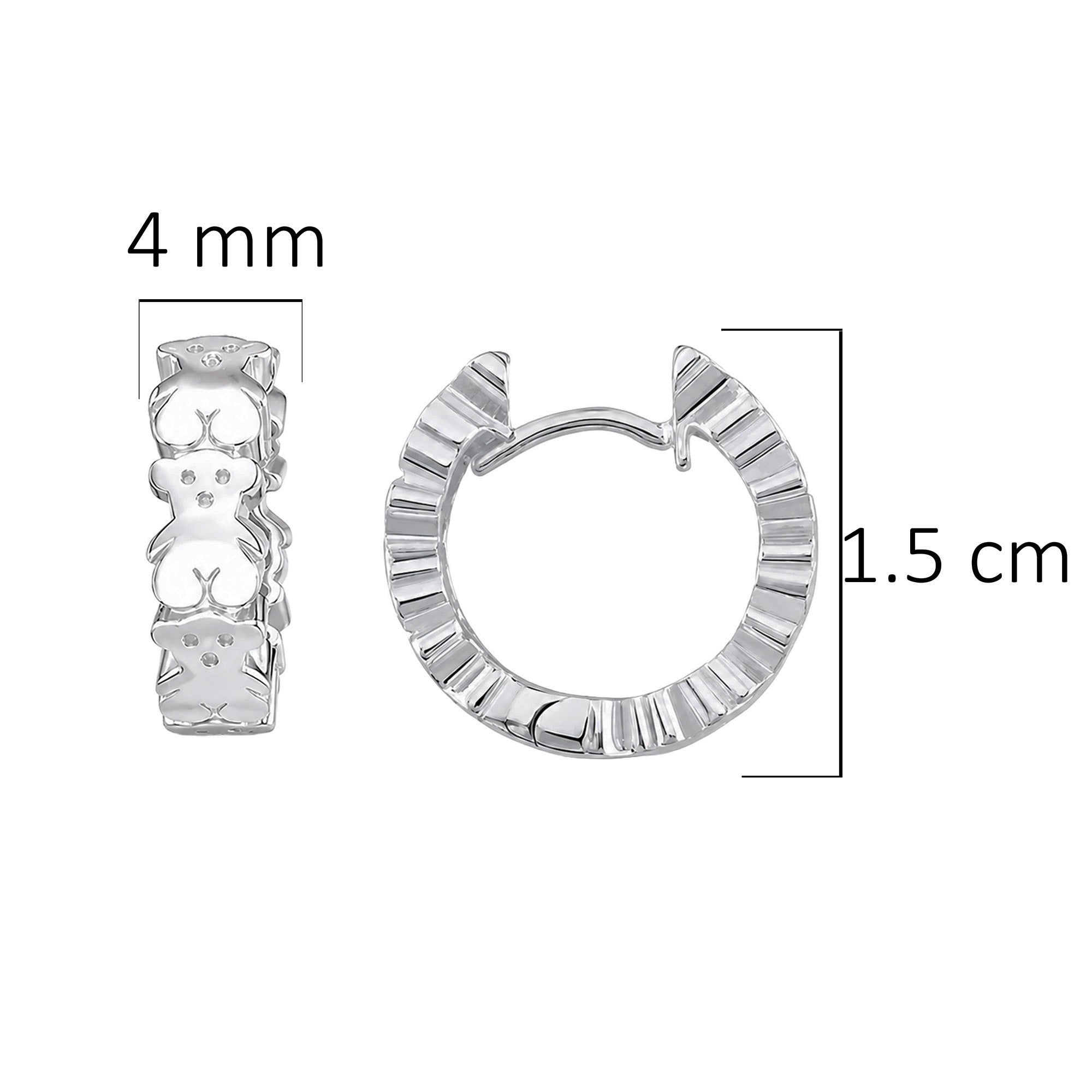 Arracada Huggies Inspirado Oso 1:1 6 Osos Lisos, Plata .925 con Baño de Rodio