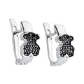 Arracada Huggies Inspirado Osos 1:1 Circonia Negra Plata .925