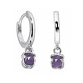 Arracada Huggie Inspirado Oso 1:1 con Amatista Plata .925 con Baño de Rodio
