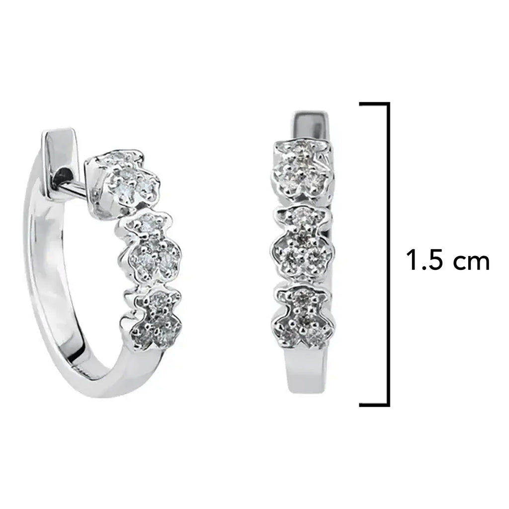 Arracada Huggies Inspirado Osos 1.1 , Multi Oso con Circonias Plata .925 con Baño de Rodio