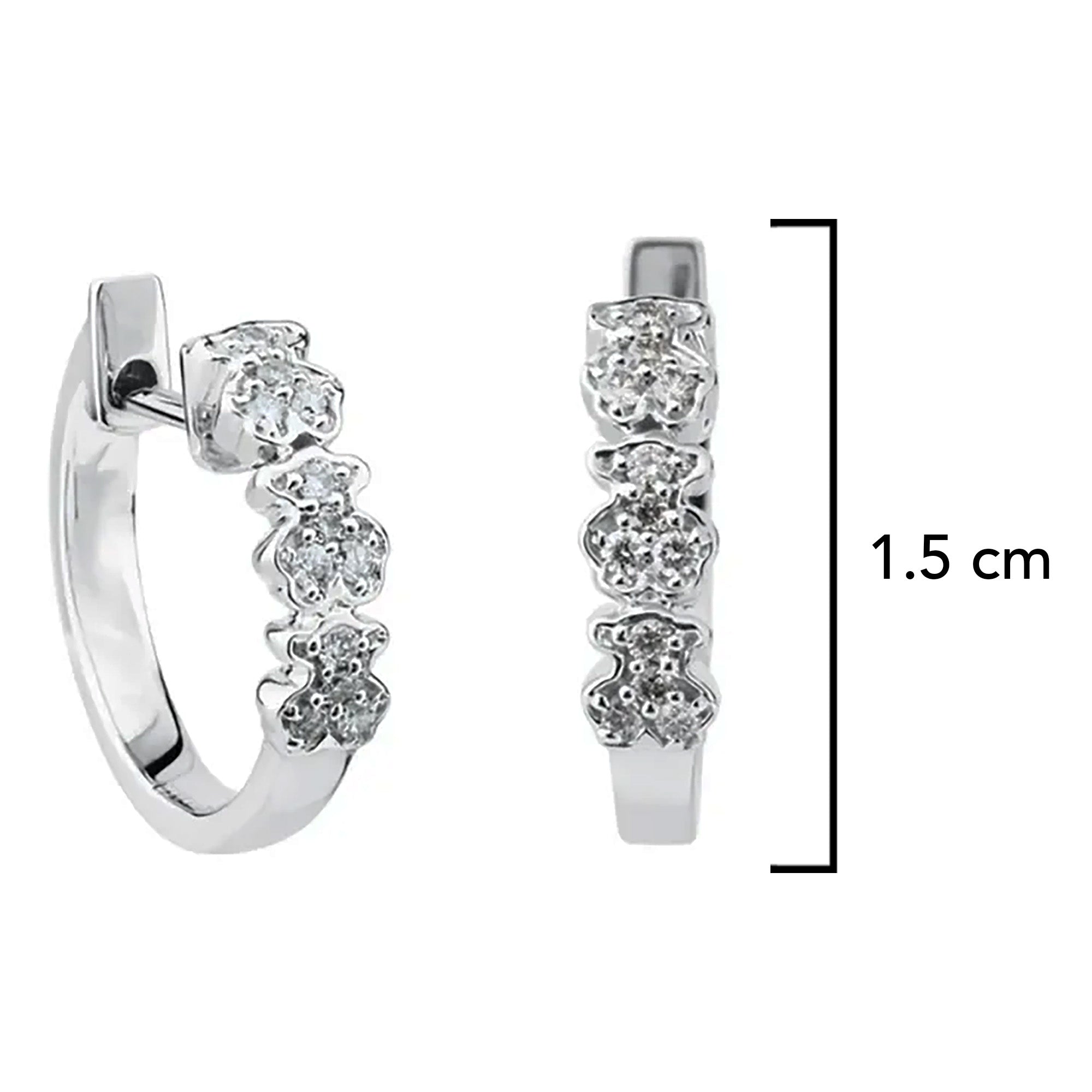 Arracada Huggies Inspirado Osos 1.1 , Multi Oso con Circonias Plata .925 con Baño de Rodio