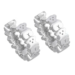 Arracada Huggies Inspirado Oso 1:1 6 Osos Lisos, Plata .925 con Baño de Rodio