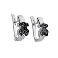 Arracada Huggies Inspirado Oso Circonia Negra Plata .925 con Baño de Rodio