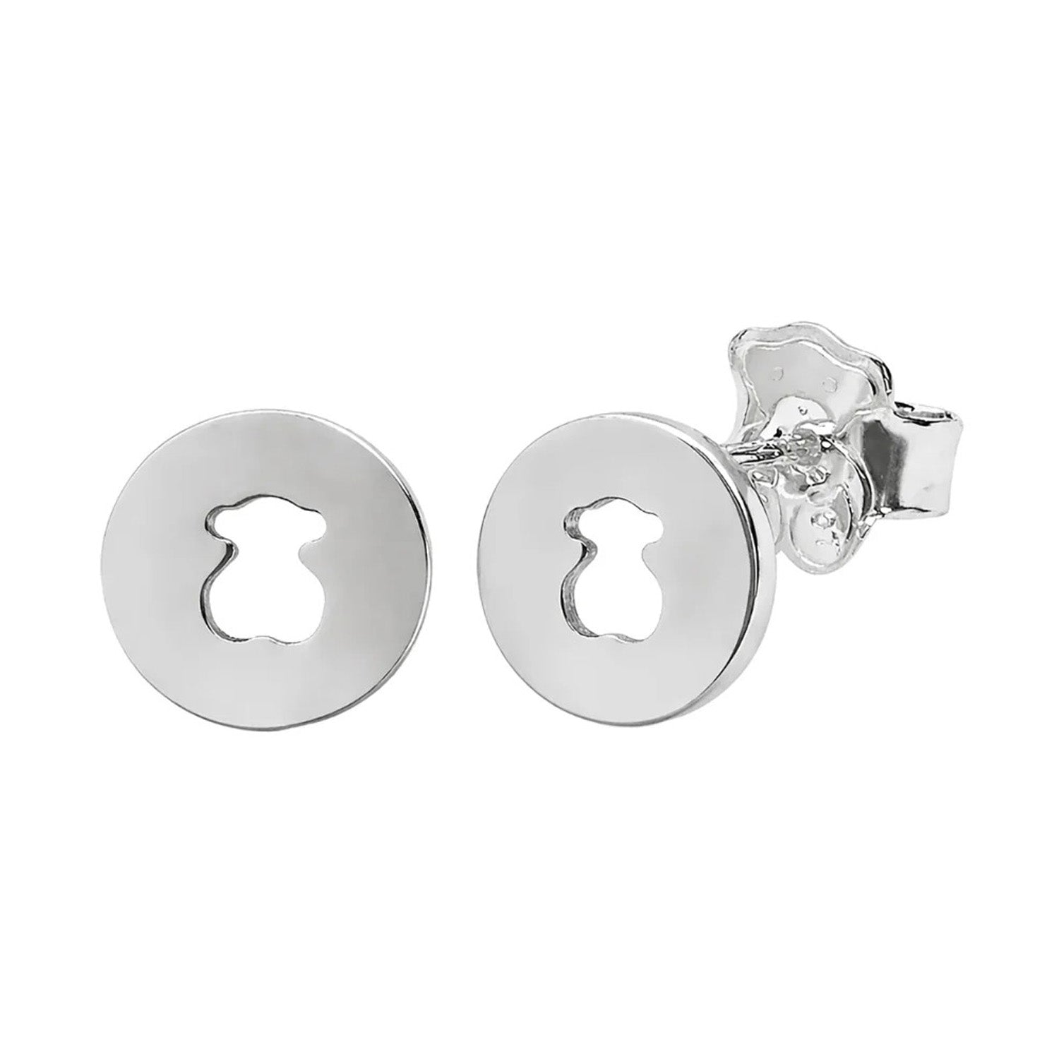 Arete Broquel Inspirado Osos 1.1 Lisos Plata .925