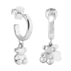 Arracada Inspirada Osos 1:1 Oso Doble Plata .925 con Baño de Rodio