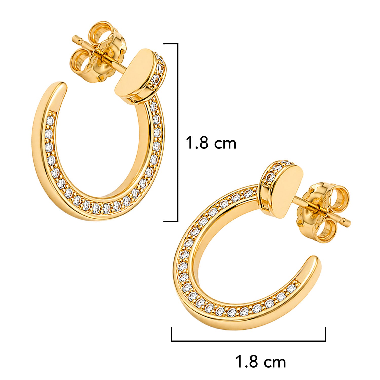 Arracada Inspirada Cartier 1:1 Clavo con Circonias, Plata .925 con Baño de Oro 18k