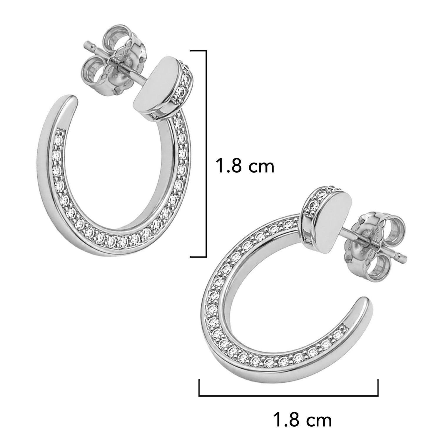 Arracada Inspirada Cartier 1:1 Clavo con Circonias, Plata .925 con Baño de Rodio