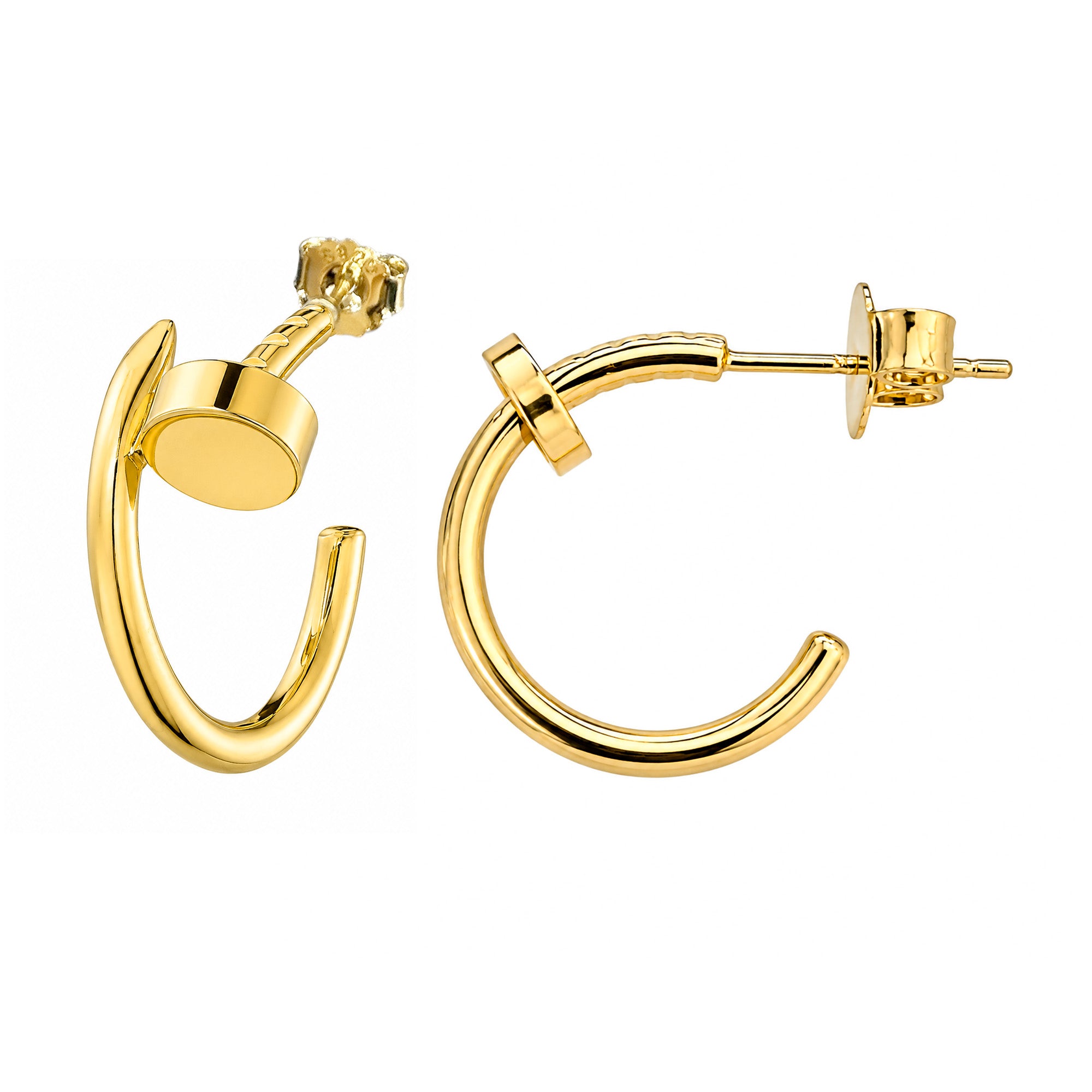 Arracada Inspirada Cartier 1:1 Clavo, Plata .925 con Baño de Oro 18k