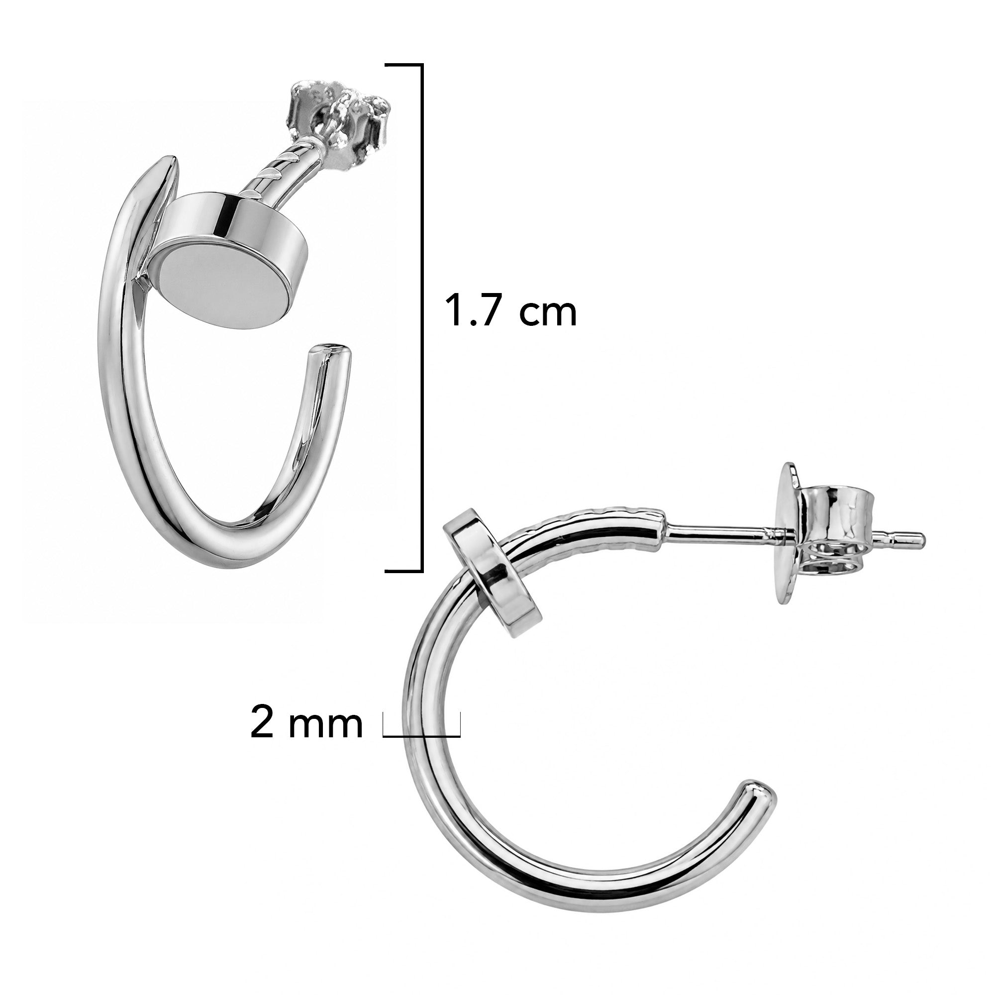 Arracada Inspirada Cartier 1:1 Clavo, Plata .925 con Baño de Rodio