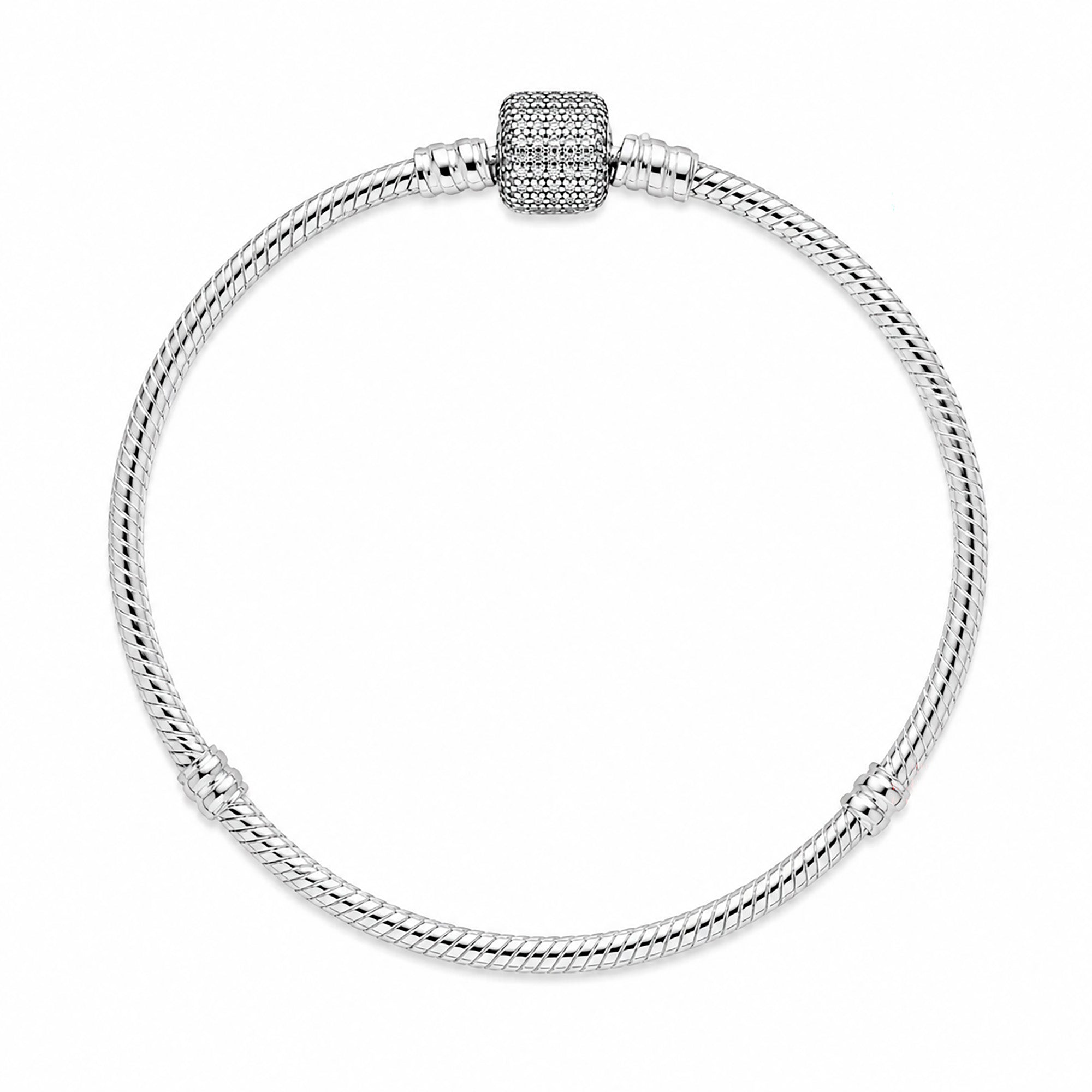 Pulsera Pan 1:1 Flexible con Broche de Barril con Circonias Plata .925