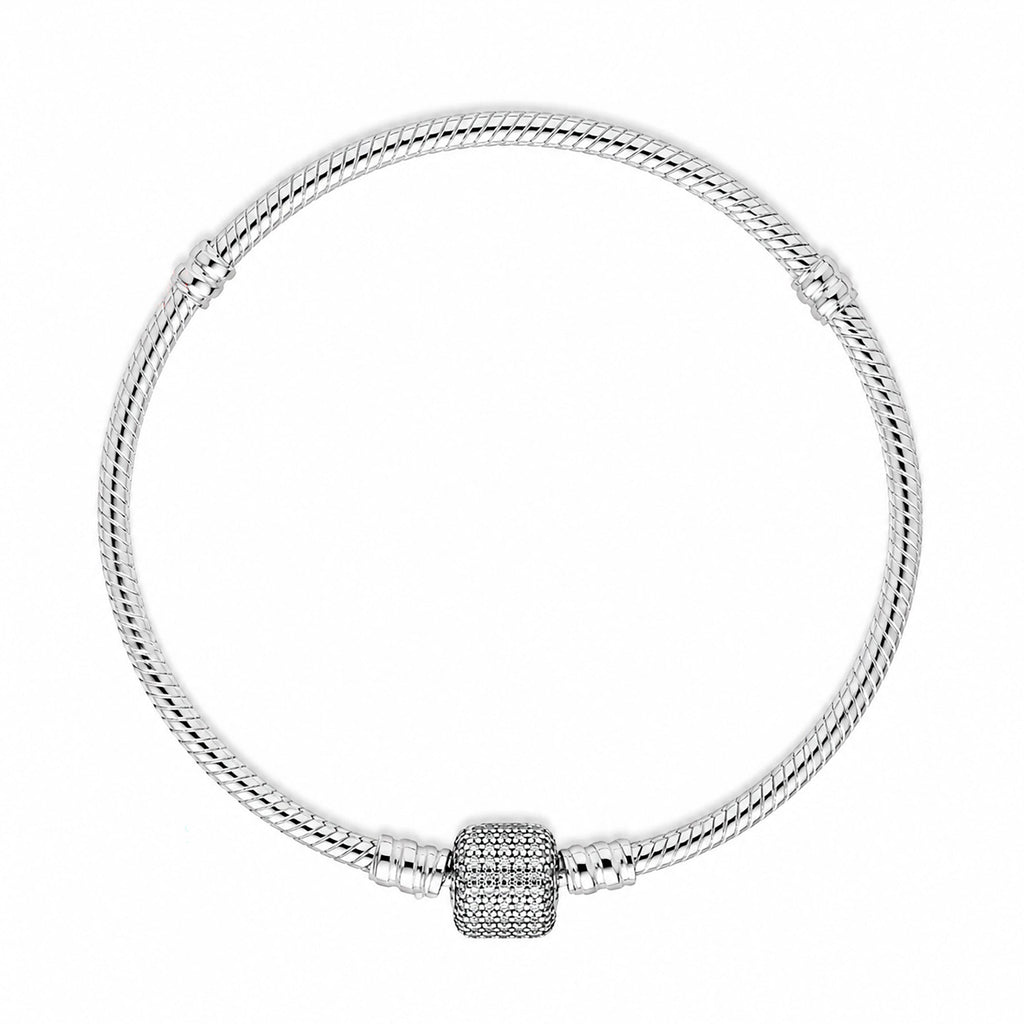 Pulsera Pan 1:1 Flexible con Broche de Barril con Circonias Plata .925
