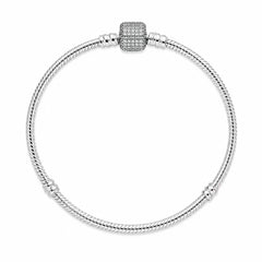 Pulsera Pan 1:1 Flexible con Broche de Barril con Circonias Plata .925