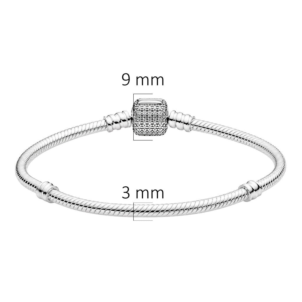 Pulsera Pan 1:1 Flexible con Broche de Barril con Circonias Plata .925