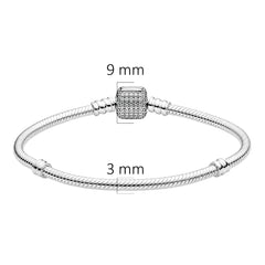 Pulsera Pan 1:1 Flexible con Broche de Barril con Circonias Plata .925