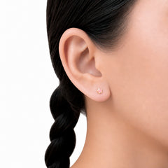 Broquel Arete Estrella con Esmalte Rosa Oro 10k con Bolita