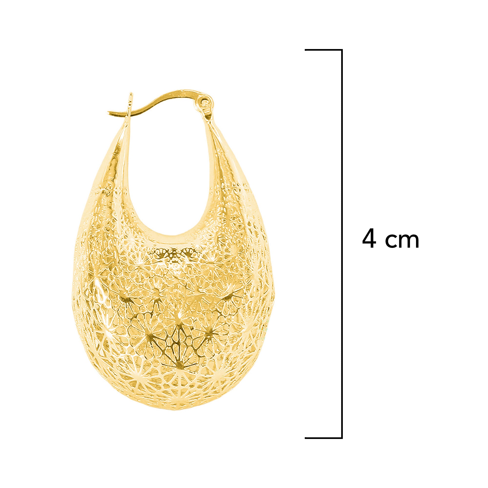 Arracada Filigrana Gota con Flores Colección Esencia Plata .925 con Baño de Oro 18K