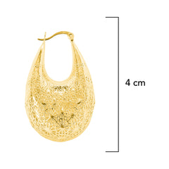 Arracada Filigrana Gota con Flores Colección Esencia Plata .925 con Baño de Oro 18K