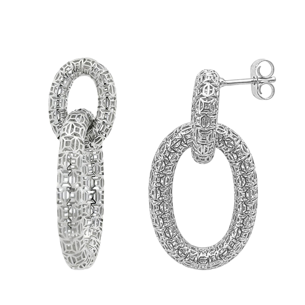 Arete Filigrana Eslabón Colección Esencia Plata .925 con Baño de Rodio