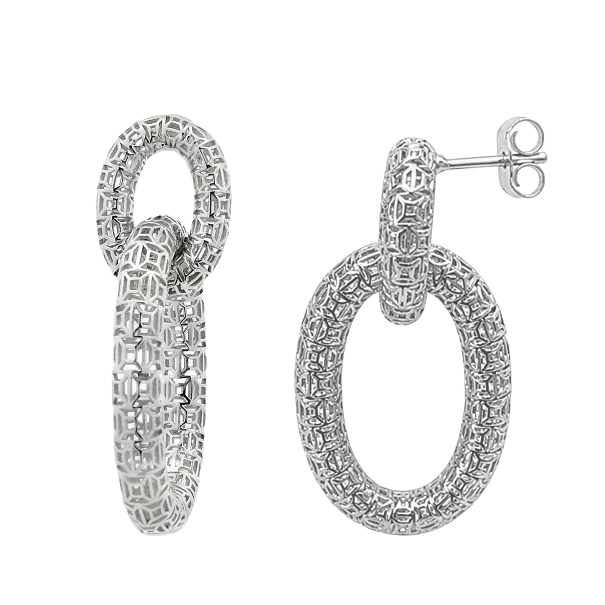 Arete Filigrana Eslabón Colección Esencia Plata .925 con Baño de Rodio
