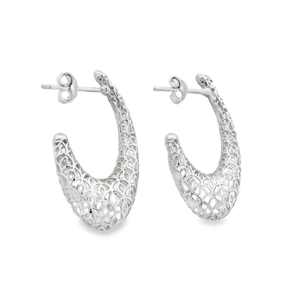 Arracada Filigrana Floral Delgada Colección Esencia Plata .925 Baño de Rodio