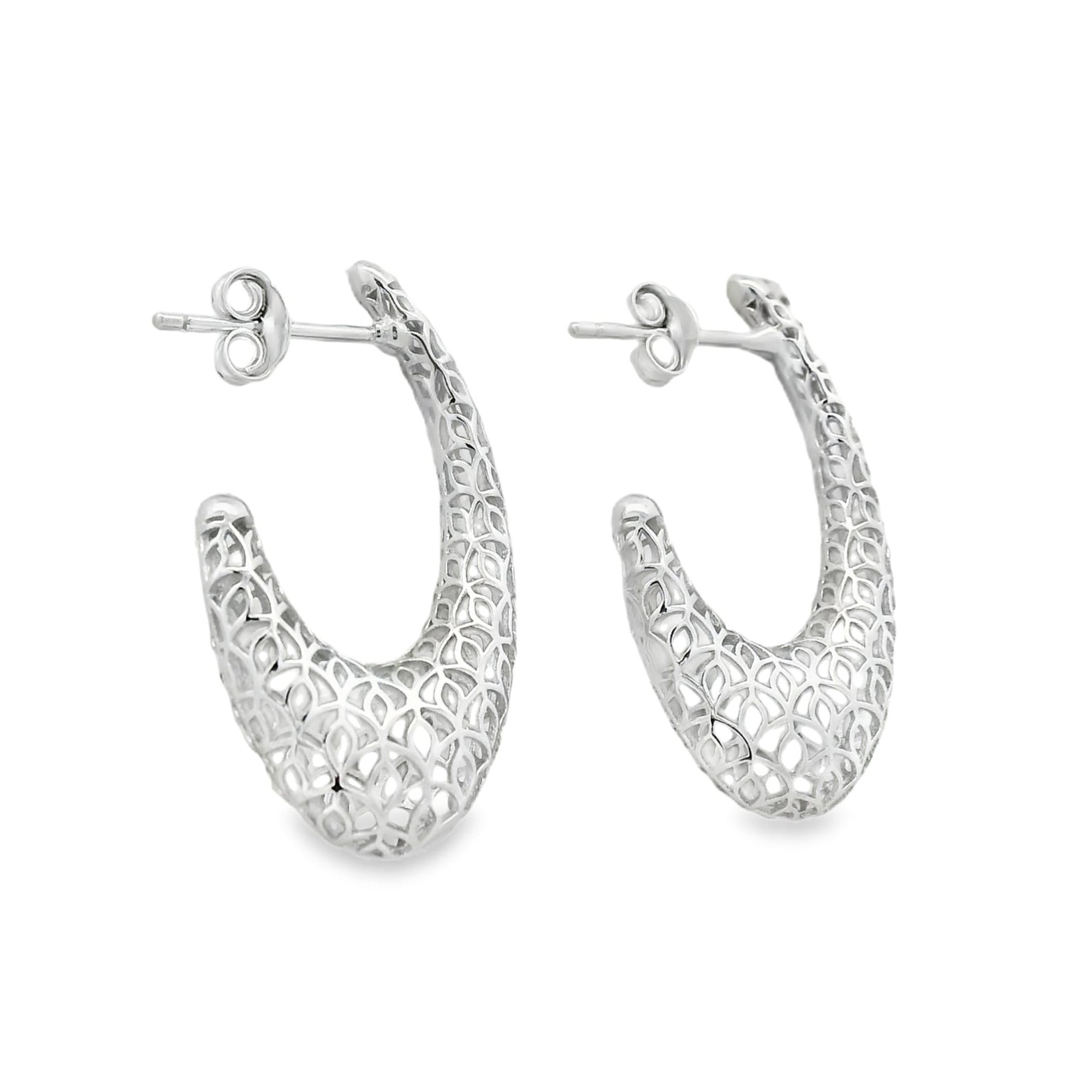Arracada Filigrana Floral Delgada Colección Esencia Plata .925 Baño de Rodio