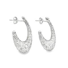 Arracada Filigrana Floral Delgada Colección Esencia Plata .925 Baño de Rodio