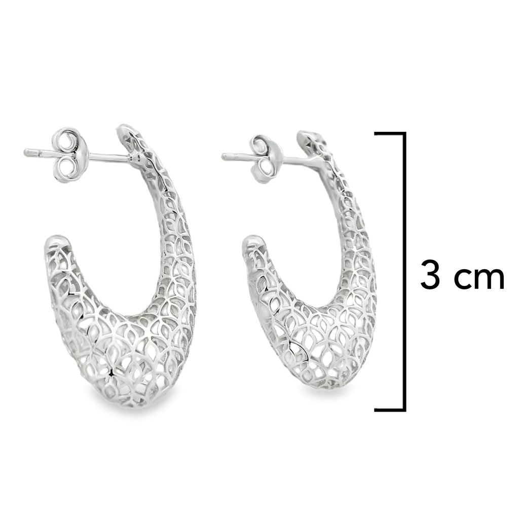 Arracada Filigrana Floral Delgada Colección Esencia Plata .925 Baño de Rodio