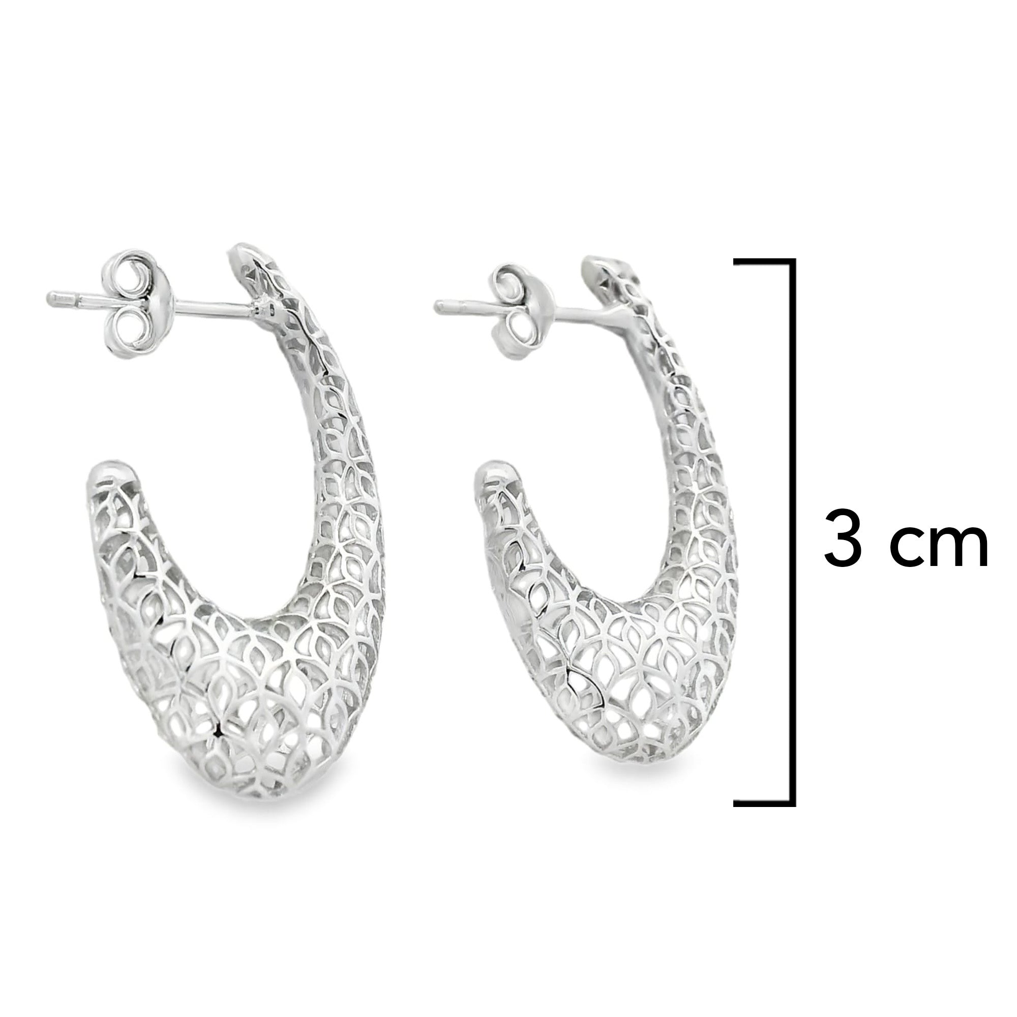 Arracada Filigrana Floral Delgada Colección Esencia Plata .925 Baño de Rodio