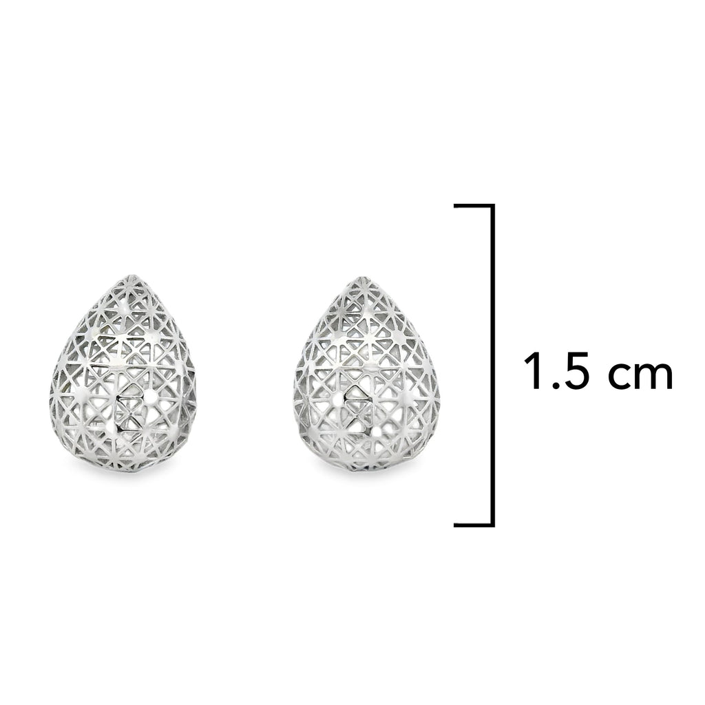 Arete Filigrana Gota Chica Colección Esencia Plata .925 con Baño de Rodio