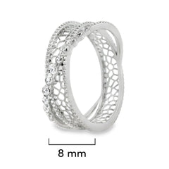 Anillo Filigrana Cruzado con Circonia Colección Esencia Plata .925 con Baño de Rodio