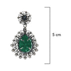 Aretes Filigrana 5 cm Gota y Circulo con Circonia Verde y Piedra Gris Hematite Hecho a Mano Plata .925 Oxidado (Copia) (Copia)