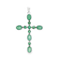Dije Piedra Preciosa Cruz de Esmeraldas Plata .925 con Baño de Rodio