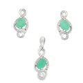 Juego Piedras Preciosas Notas Musicales Aretes y Dijes Esmeralda, Plata .925 con Baño de Rodio