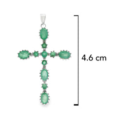 Dije Piedras Preciosas Cruz de Esmeraldas Plata .925 con Baño de Rodio