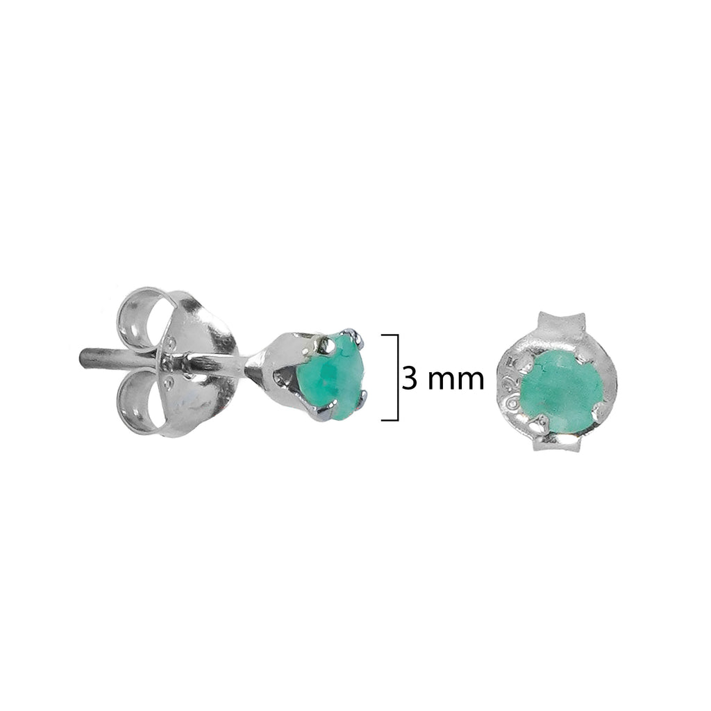Broquel Piedras Preciosas Esmeralda Plata .925 con Baño de Rodio