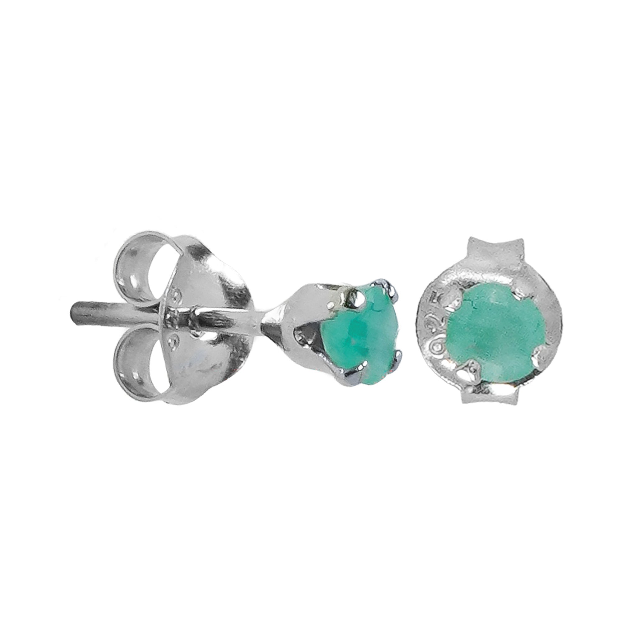 Broquel Piedras Preciosas Esmeralda Plata .925 con Baño de Rodio